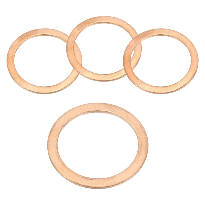 4Pcs M30 Copper Crush Washer Sealing Ring Gasket 30mm ID 38mm OD 1.5mm Thick