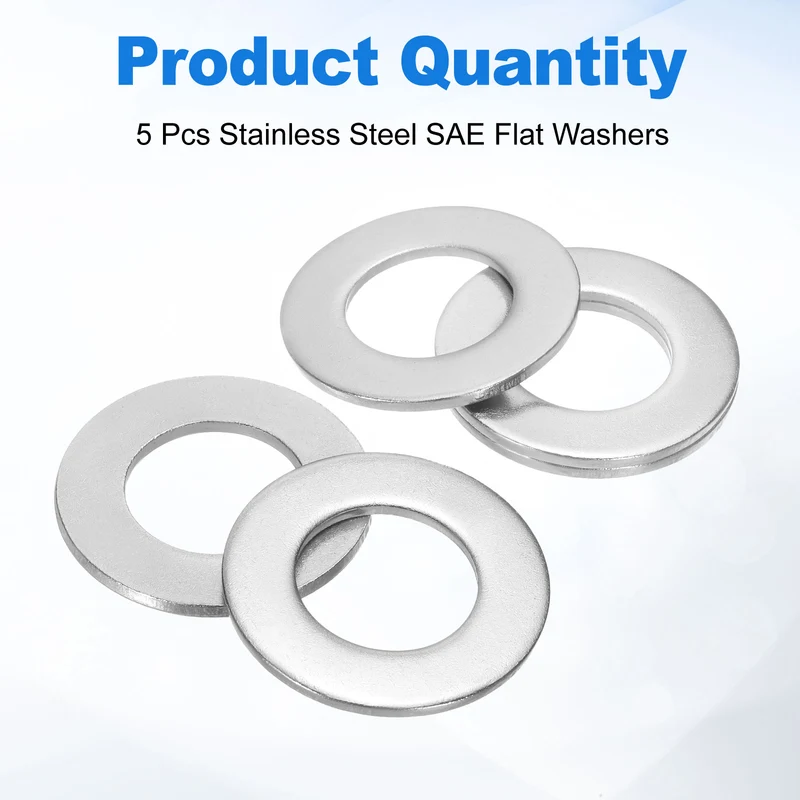 5Pcs 1-3/8" Stainless Steel SAE Flat Washers 1.53" IDx2.74" ODx0.15" Thick