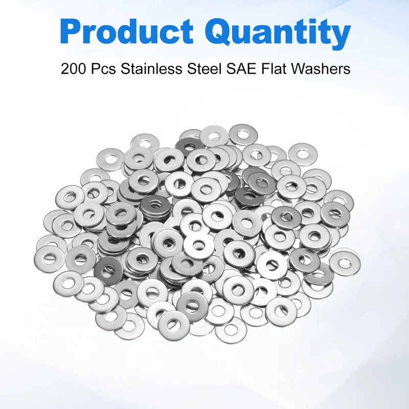 200Pcs Fender Washers, M4 304 Stainless Steel Flat Washer 12mm OD 1mm Thick