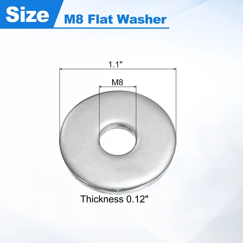 20Pcs Fender Washers M8 304 Stainless Steel Flat Washer 28mm OD 3mm Thick
