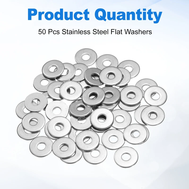 50Pcs Fender Washers, M5 304 Stainless Steel Flat Washer 16mm OD 1.5mm Thick