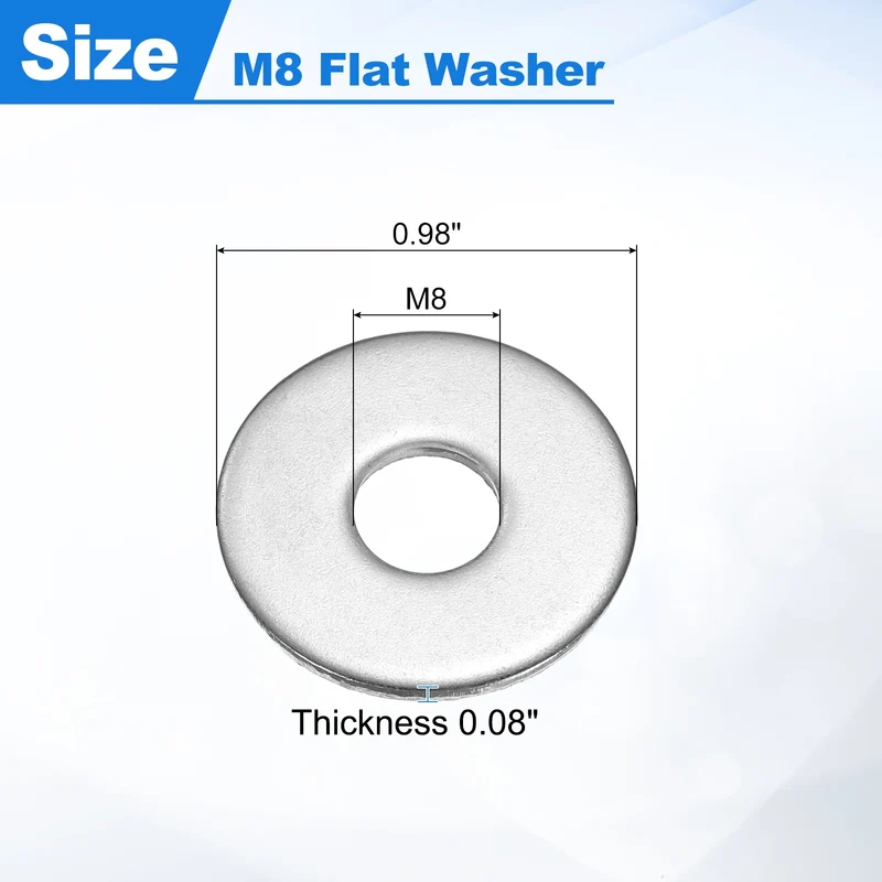 20Pcs Fender Washers M8 304 Stainless Steel Flat Washer 25mm OD 2mm Thick