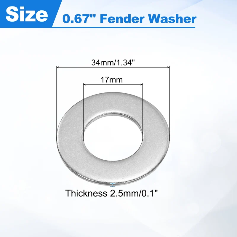 25 Pcs SAE 5/8" Flat Washer, 304 Stainless Steel Flat Washer Gasket, Silver