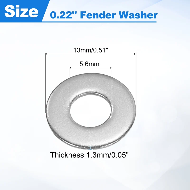300 Pcs SAE 10# Flat Washer, 304 Stainless Steel Flat Washer Gasket, Silver