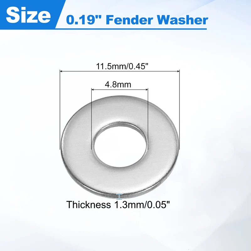 400 Pcs SAE 8# Flat Washer, 304 Stainless Steel Flat Washer Gasket, Silver