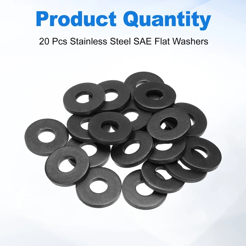 20 Pcs Fender Washer, M12 Carbon Steel Flat Washer Fastener Gasket, Black