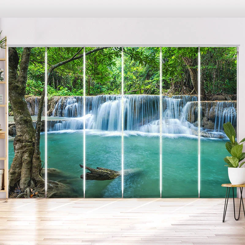 Schiebegardine Motiv "Wasserfall im Wald"