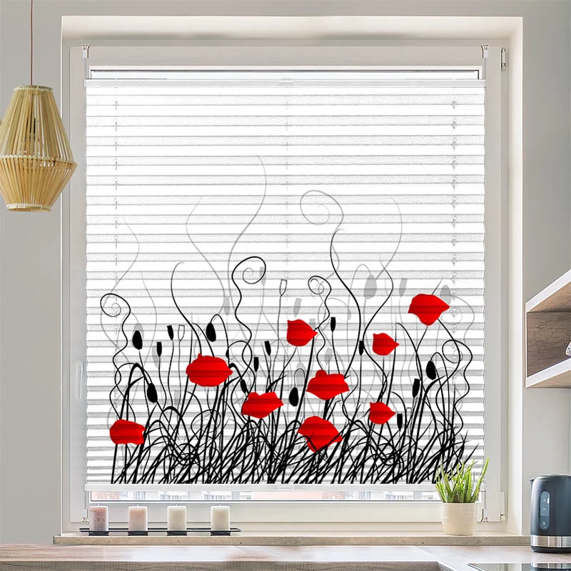 Plissee Motiv "Mohnblumen Grafik"