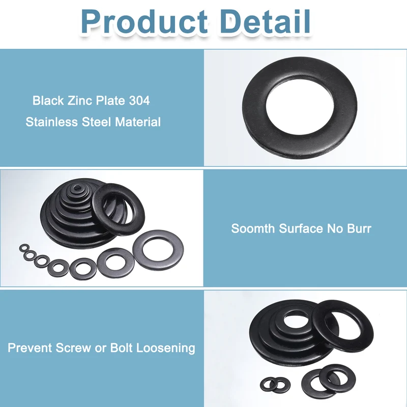 M33 Stainless Steel Flat Washers, 34mm ID x 60mm OD x 5mm Thick