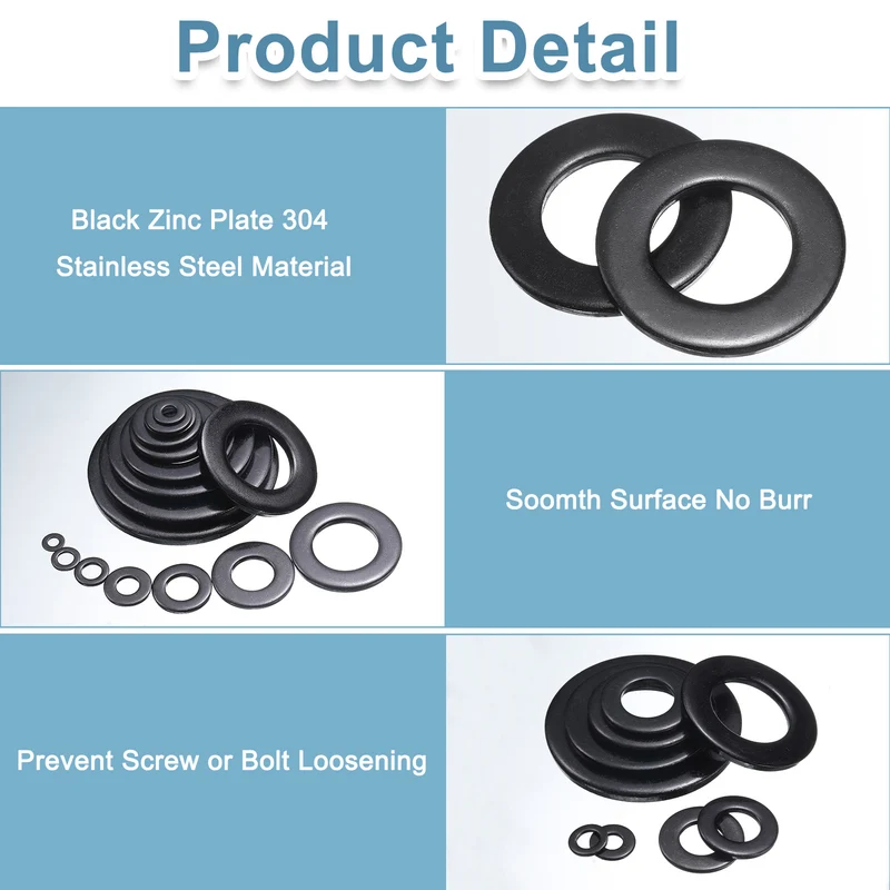 2 Pcs M27 Stainless Steel Flat Washers, 27mm ID x 50mm OD x 4mm Thick