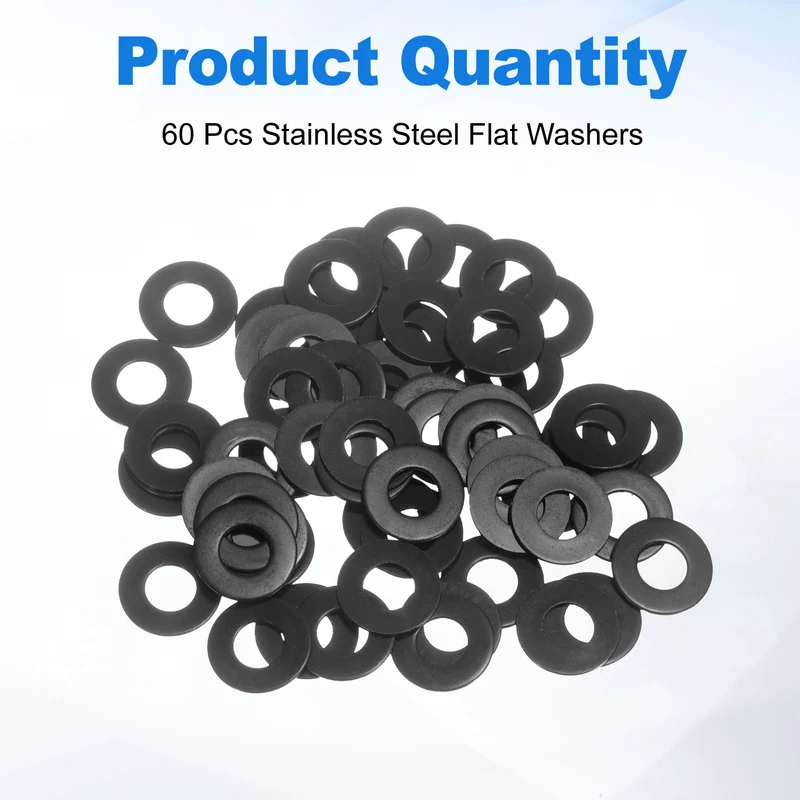 60Pcs M8 304 Stainless Steel Flat Washers ID 8mm OD 18mm Thick 1mm