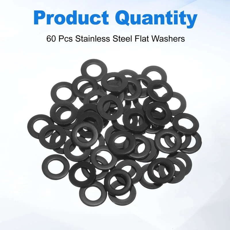60Pcs M8 304 Stainless Steel Flat Washers ID 8mm OD 16mm Thick 2mm