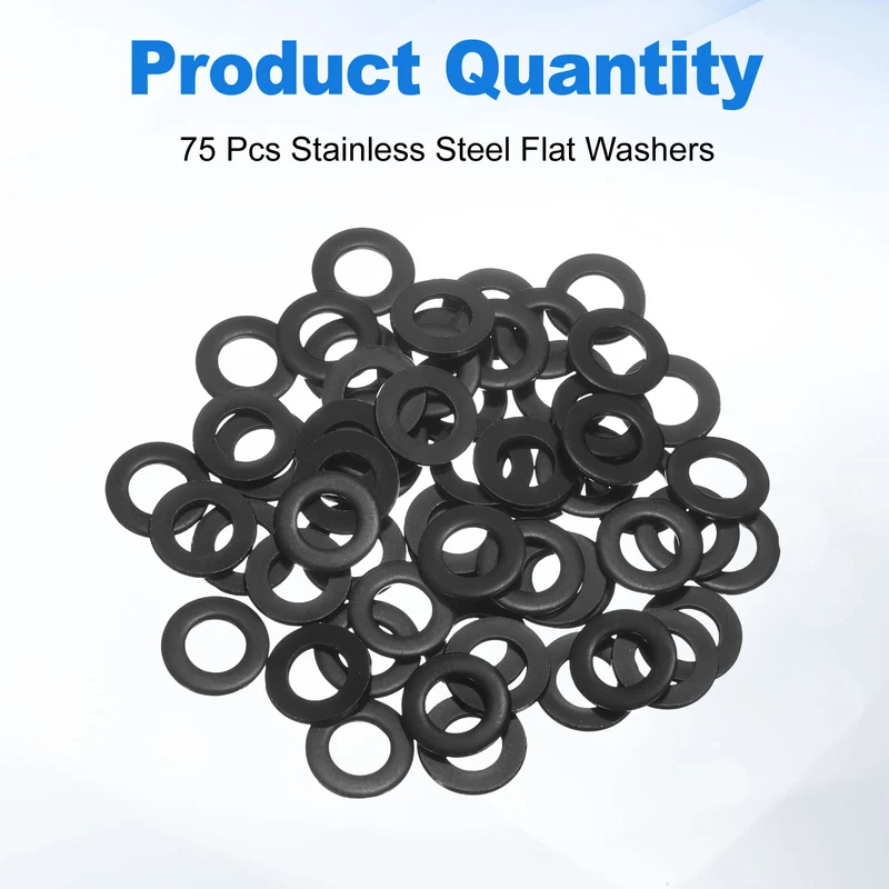 75Pcs M8 304 Stainless Steel Flat Washers ID 8mm OD 16mm Thick 1mm