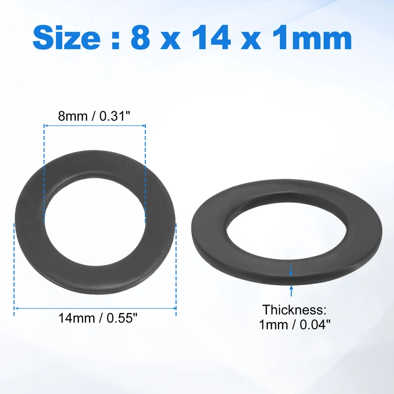 75Pcs M8 304 Stainless Steel Flat Washers, ID 8mm, OD 14mm, Thick 1mm