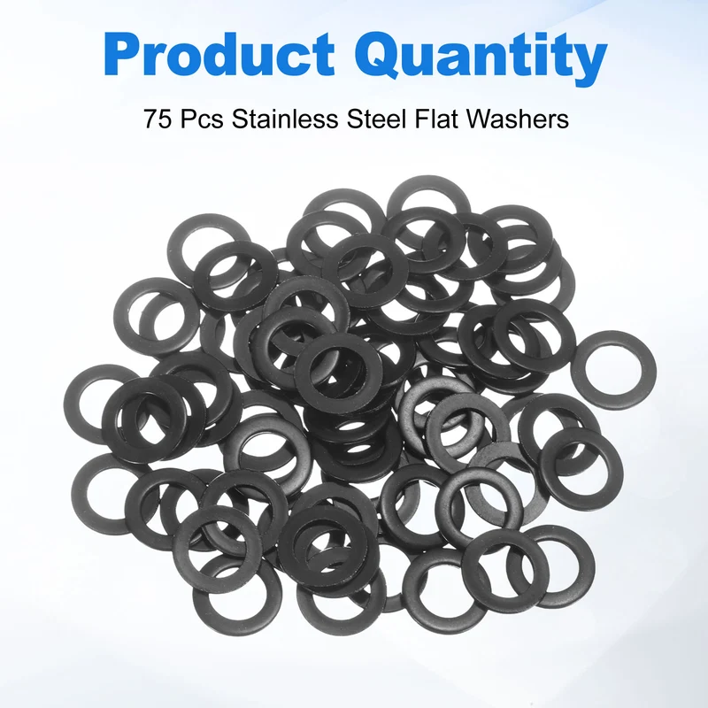 75Pcs M8 304 Stainless Steel Flat Washers, ID 8mm, OD 14mm, Thick 1mm