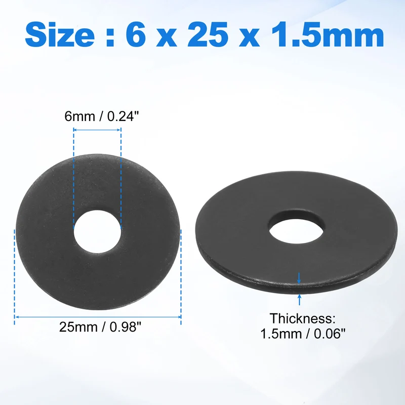 35Pcs M6 304 Stainless Steel Flat Washers ID 6mm OD 25mm Thick 1.5mm