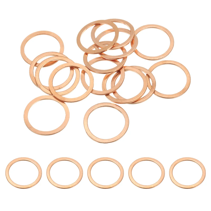 15Pcs M24 Copper Crush Washer Sealing Ring Gasket 24mm ID 30mm OD 1.5mm Thick