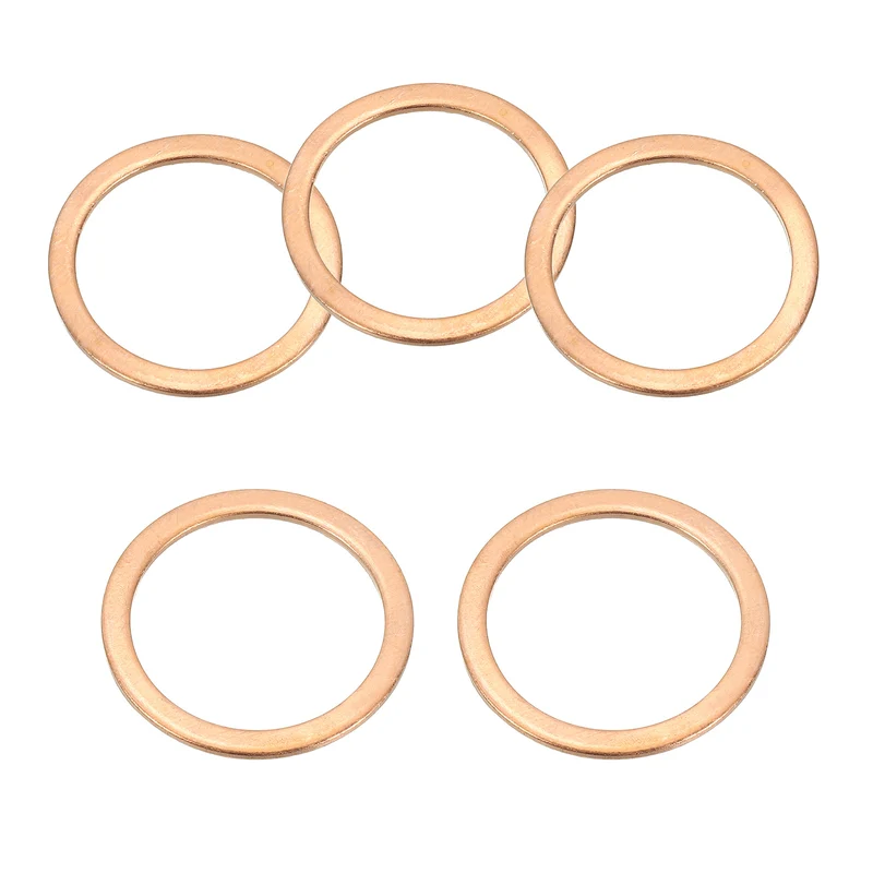 5Pcs M24 Copper Crush Washer Sealing Ring Gasket 24mm ID 30mm OD 1.5mm Thick