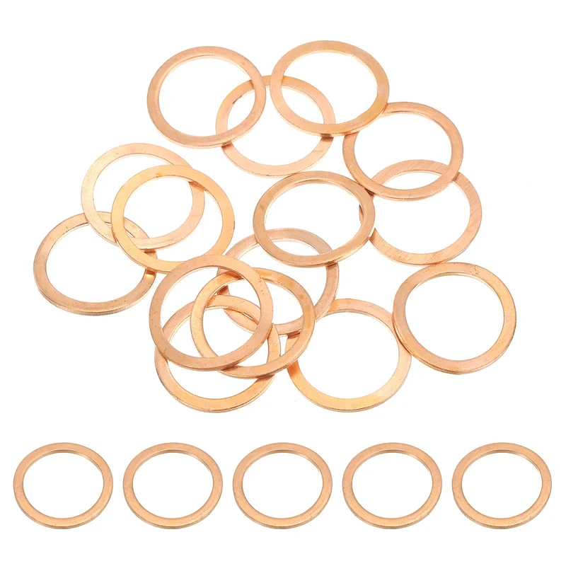 15Pcs M22 Copper Crush Washer Sealing Ring Gasket 22mm ID 28mm OD 1.5mm Thick