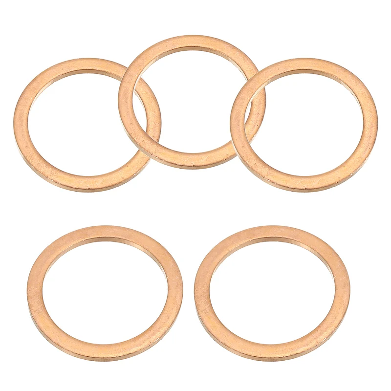5Pcs M22 Copper Crush Washer Sealing Ring Gasket 22mm ID 28mm OD 1.5mm Thick