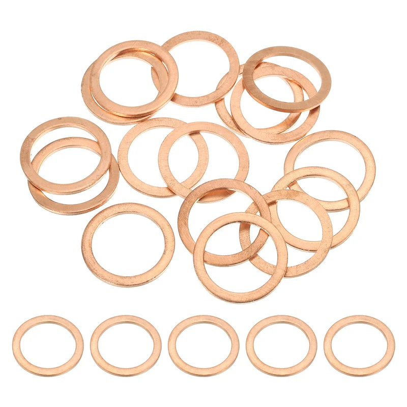 15Pcs M20 Copper Crush Washer Sealing Ring Gasket 20mm ID 26mm OD 1.5mm Thick