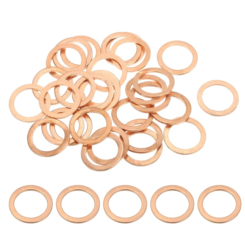 30Pcs M18 Copper Crush Washer Sealing Ring Gasket 18mm ID 24mm OD 1.5mm Thick