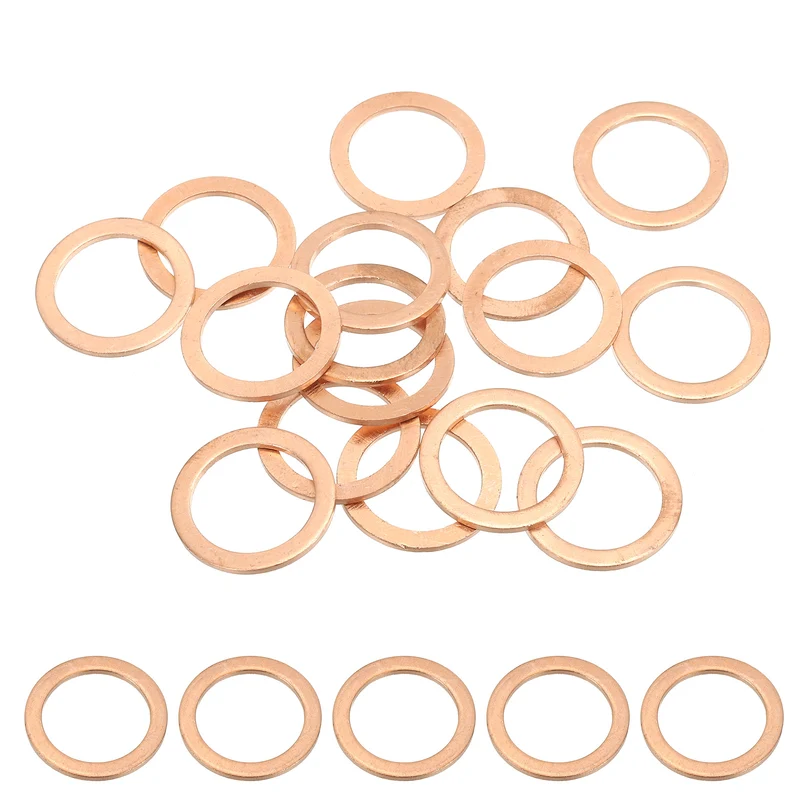 15Pcs M18 Copper Crush Washer Sealing Ring Gasket 18mm ID 24mm OD 1.5mm Thick