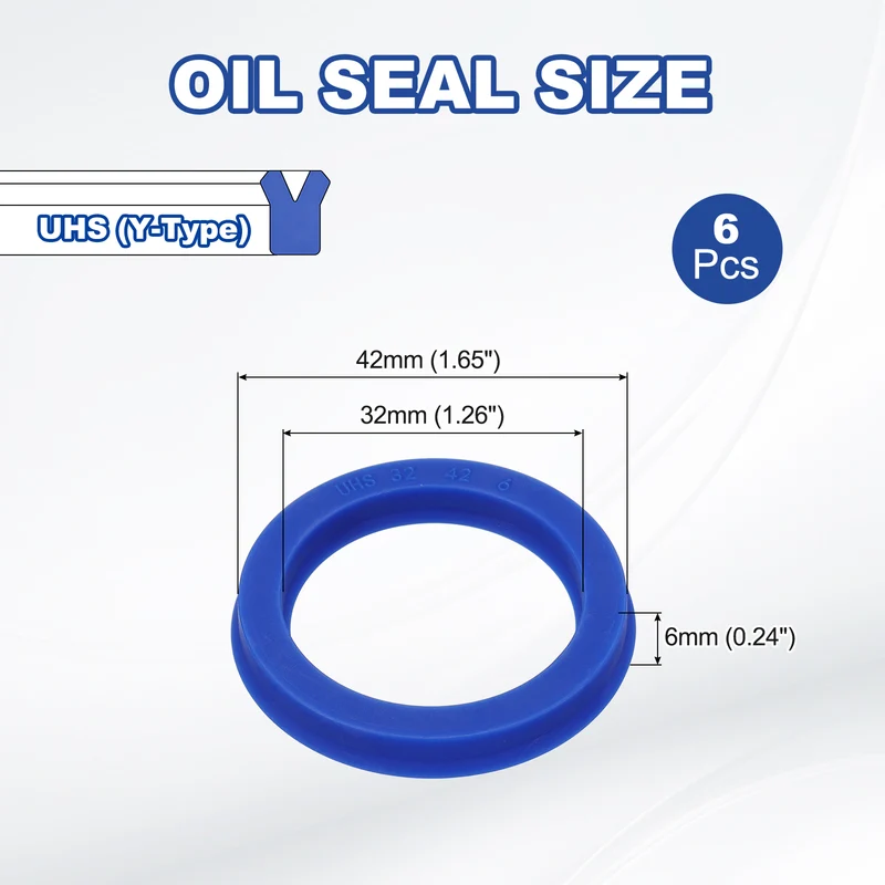6 Pcs UHS Radial Shaft Seal 32mm ID x 42mm OD x 6mm W Metric TPU Oil Seal Blue