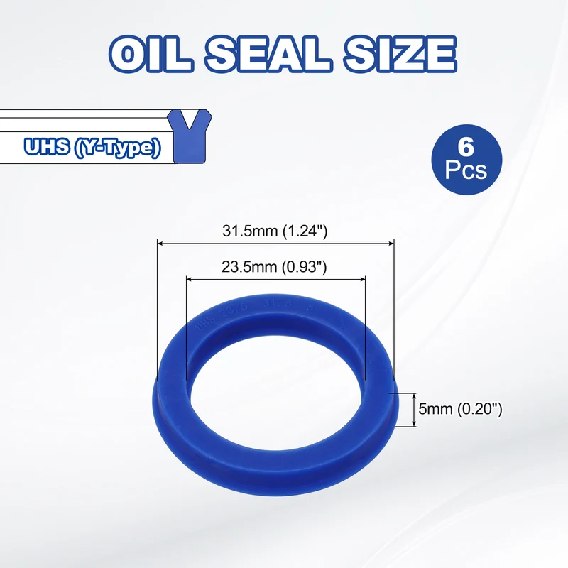 6 Pcs UHS Radial Shaft Seal 23.5mm ID x 31.5mm OD x 5mm W TPU Oil Seal Blue