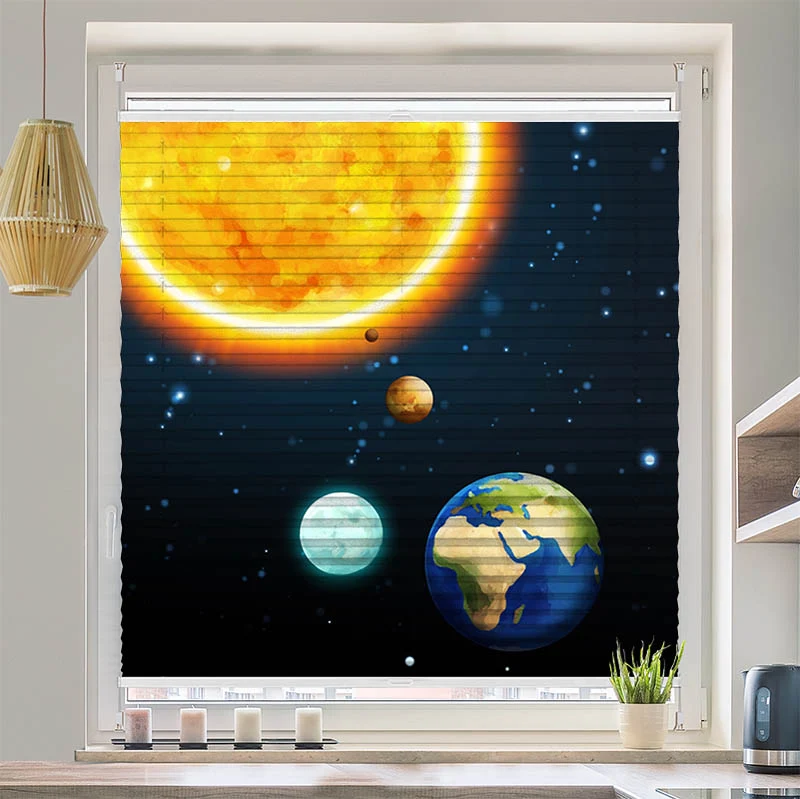Wabenplissee Motiv "Sonne und Planeten"