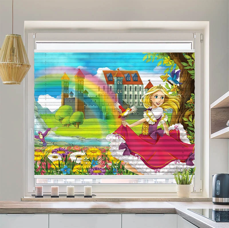 Wabenplissee Motiv "Prinzessin Regenbogen Schloss"