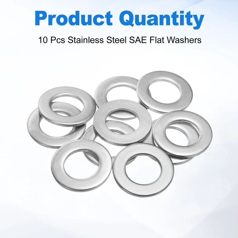 10Pcs 3/4" Stainless Steel SAE Flat Washers, 0.84" IDx1.47" ODx0.11" Thick