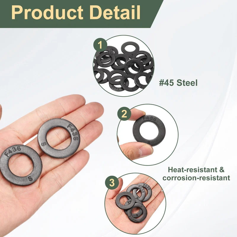 20 Pcs 3/4" 45 Steel Flat Washers, 37mm Outer Diameter Flat Washer