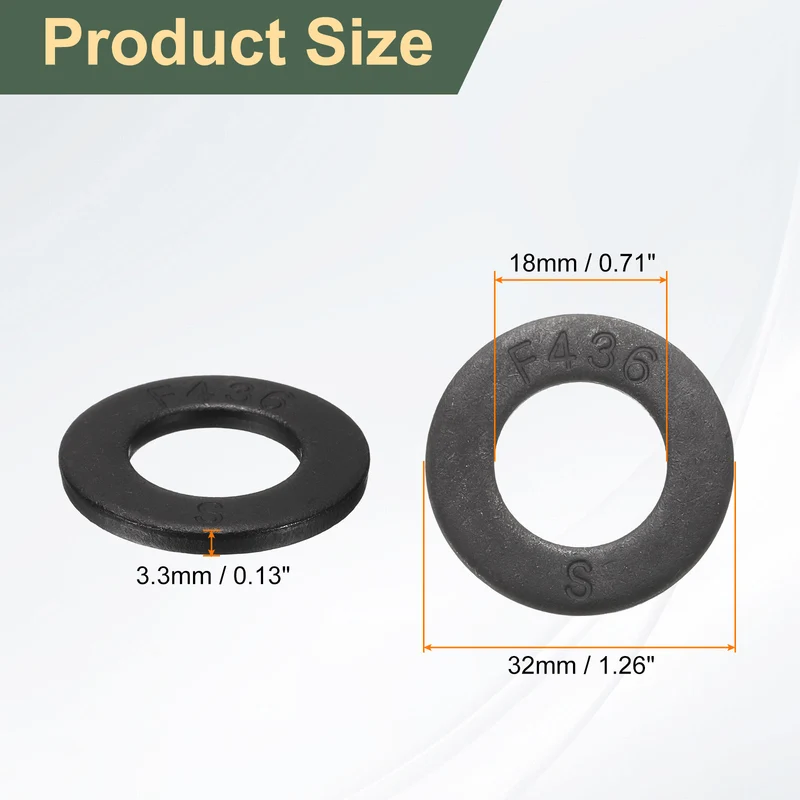 20 Pcs 5/8" 45 Steel Flat Washers, 32mm Outer Diameter Flat Washer