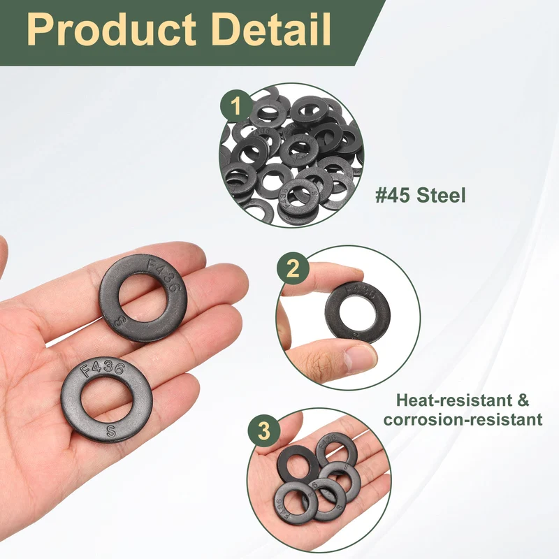 20 Pcs 5/8" 45 Steel Flat Washers, 32mm Outer Diameter Flat Washer