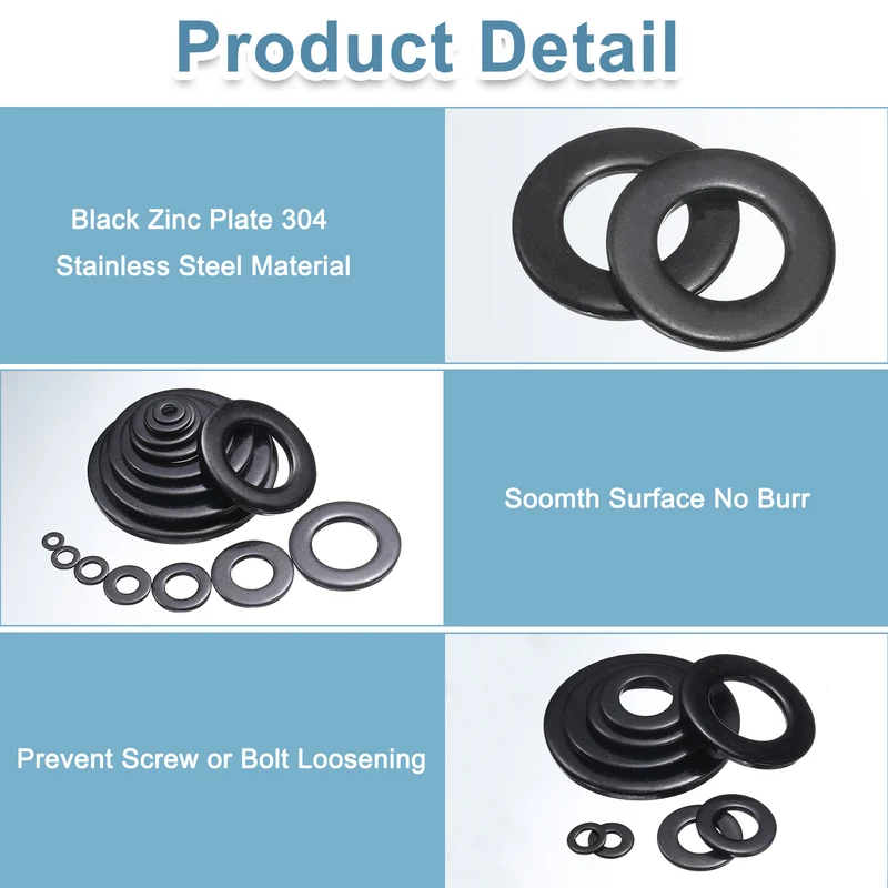 10 Pcs M14 Stainless Steel Flat Washers, 14mm ID x 28mm OD x 2.5mm Thick