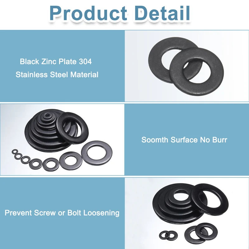 100Pcs M3.5 Stainless Steel Flat Washers 3.8mm ID x 8mm OD x 0.5mm Thick