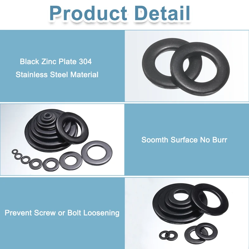 100 Pcs M6 Stainless Steel Flat Washers, 6mm ID x 12mm OD x 1.5mm Thick