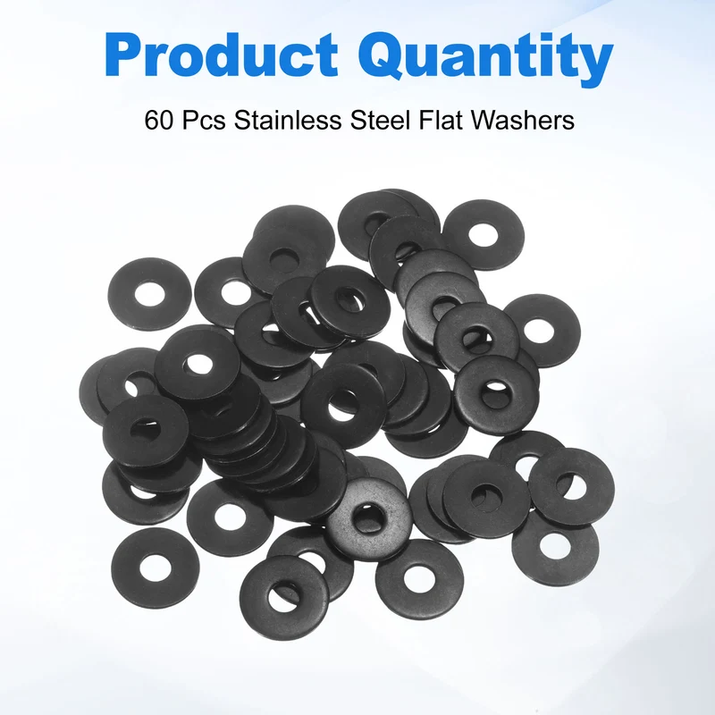 60Pcs M6 304 Stainless Steel Flat Washers ID 6mm OD 20mm Thick 1mm