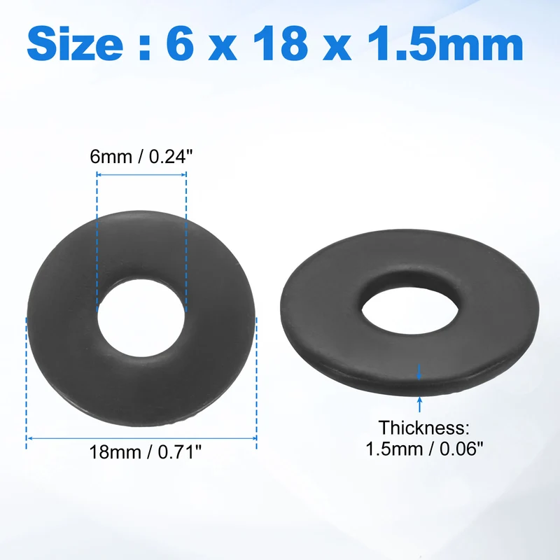60Pcs M6 304 Stainless Steel Flat Washers ID 6mm OD 18mm Thick 1.5mm