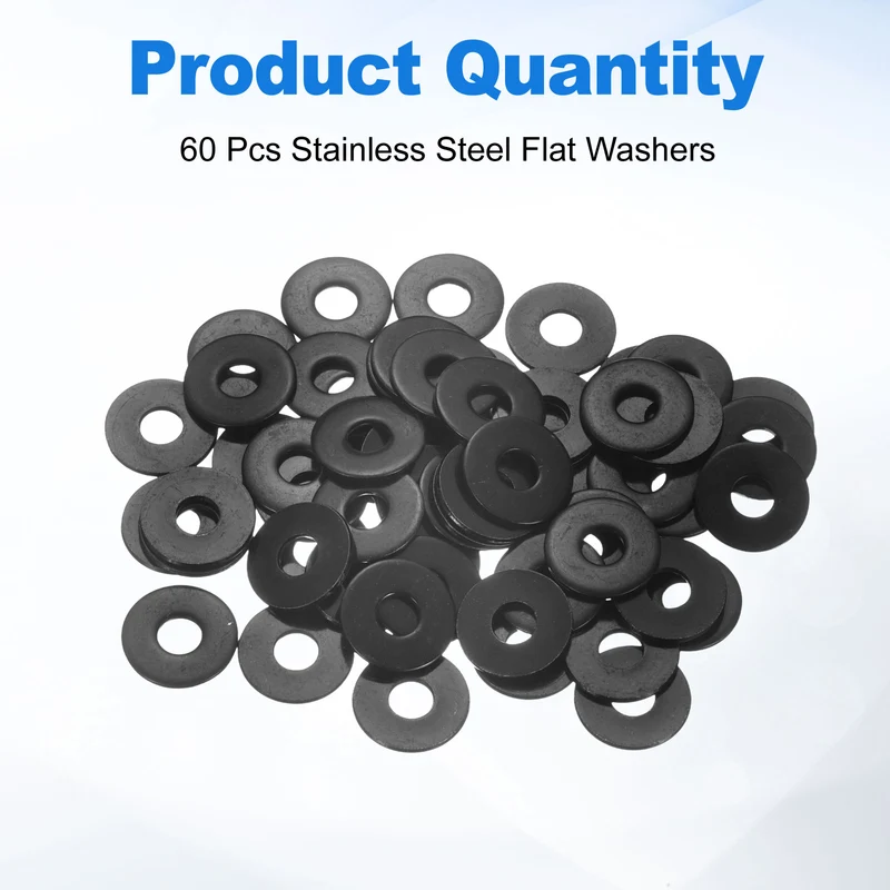 60Pcs M6 304 Stainless Steel Flat Washers ID 6mm OD 18mm Thick 1.5mm