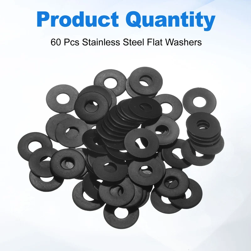 60Pcs M6 304 Stainless Steel Flat Washers ID 6mm OD 16mm Thick 1mm