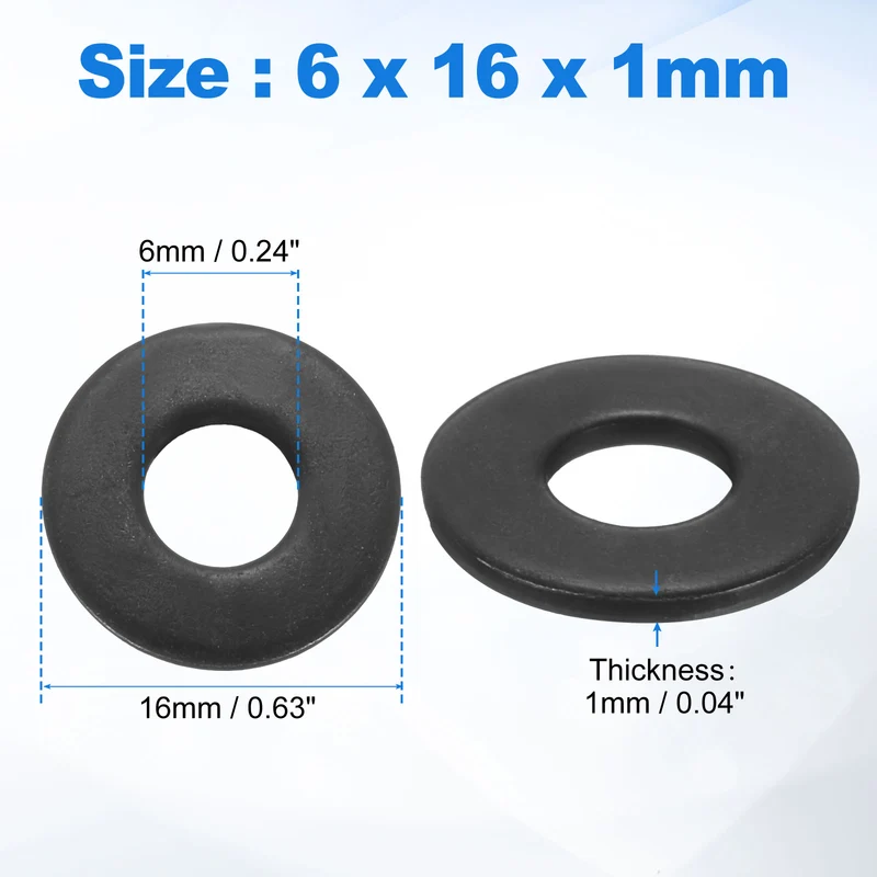 75Pcs M6 304 Stainless Steel Flat Washers ID 6mm OD 16mm Thick 1mm