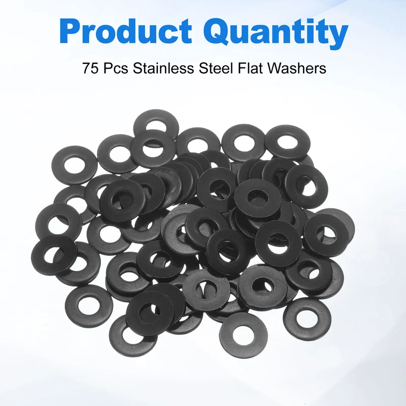 75Pcs M6 304 Stainless Steel Flat Washers ID 6mm OD 16mm Thick 1mm
