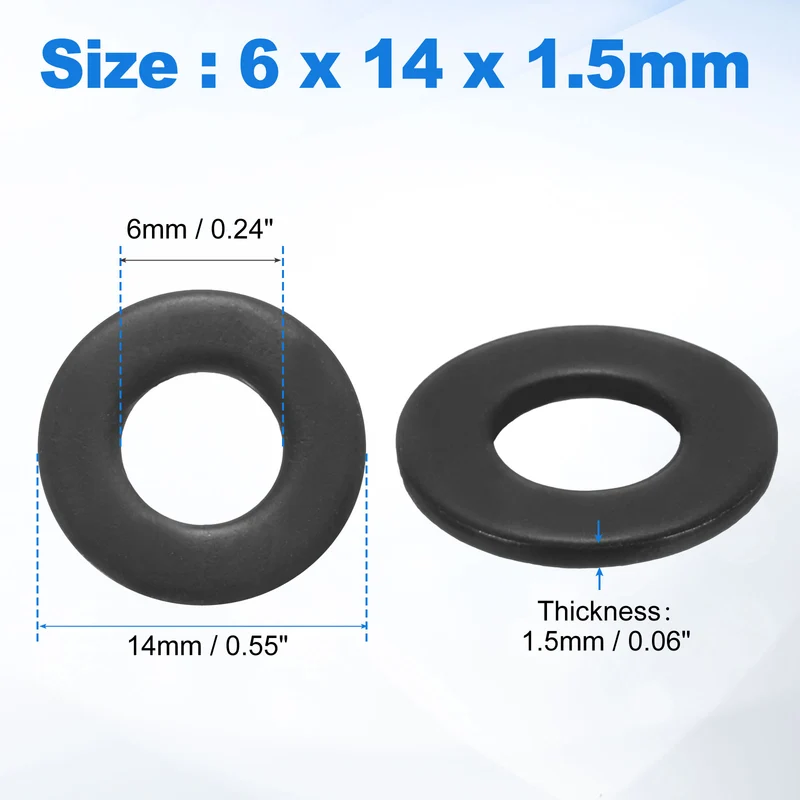 75Pcs M6 304 Stainless Steel Flat Washers ID 6mm OD 14mm Thick 1.5mm
