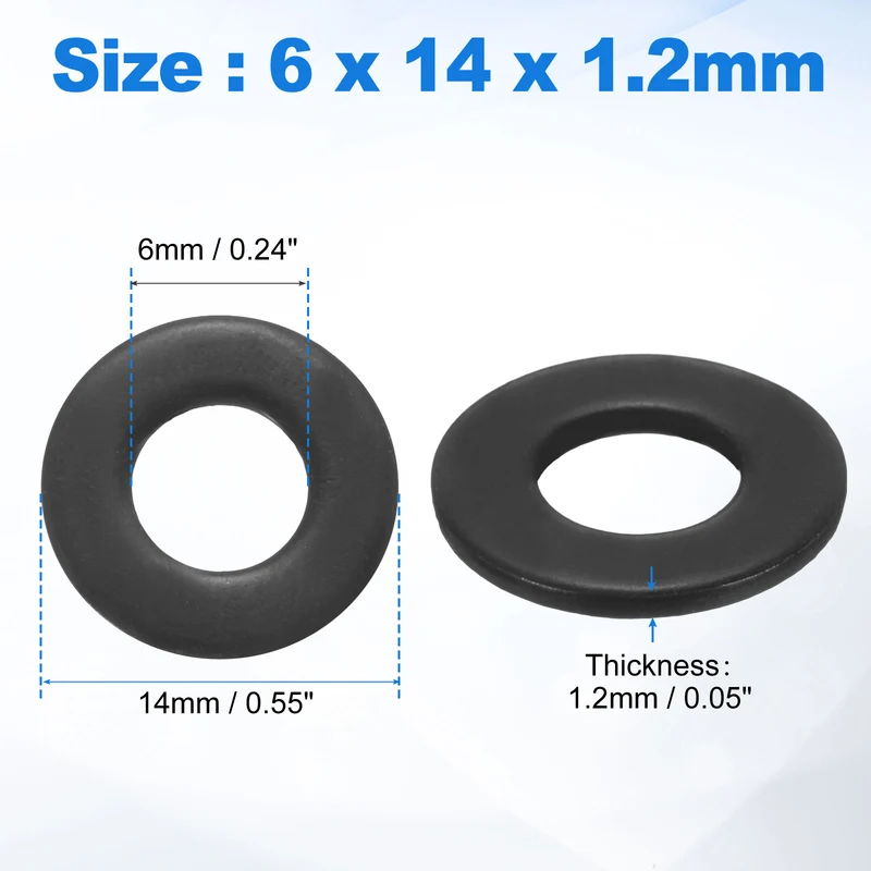 75Pcs M6 304 Stainless Steel Flat Washers ID 6mm OD 14mm Thick 1.2mm