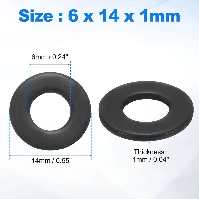 75Pcs M6 304 Stainless Steel Flat Washers, ID 6mm, OD 14mm, Thick 1mm