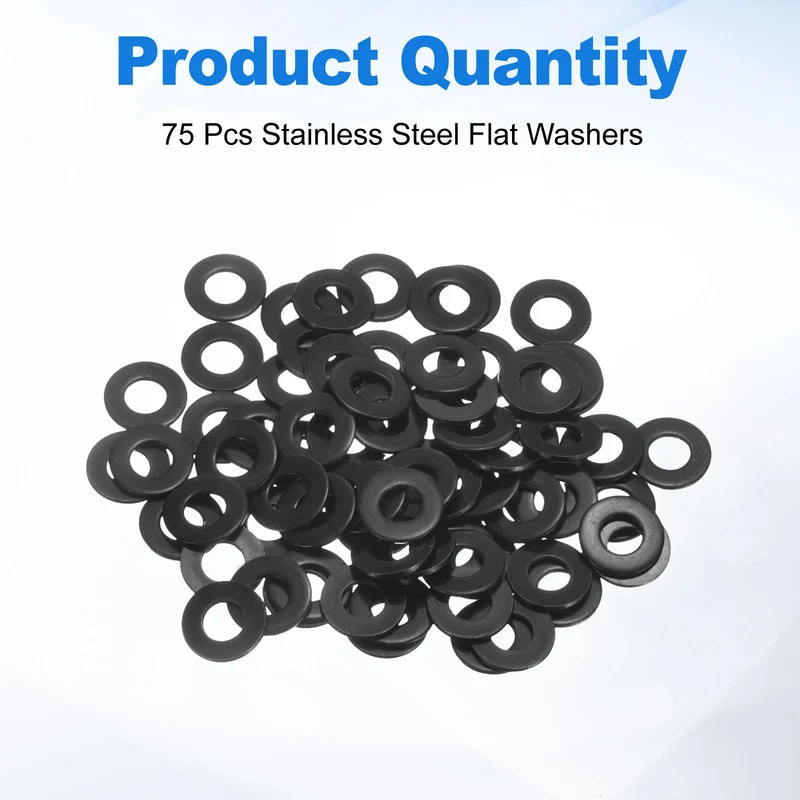 75Pcs M6 304 Stainless Steel Flat Washers, ID 6mm, OD 14mm, Thick 1mm