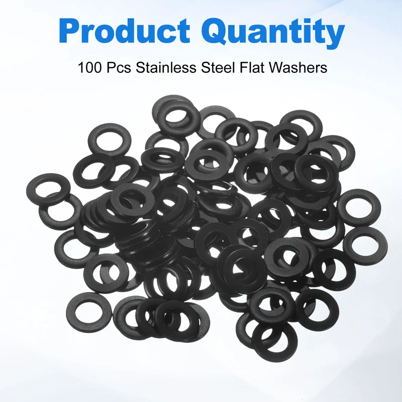 100Pcs M6 304 Stainless Steel Flat Washers ID 6mm OD 12mm Thick 1.5mm