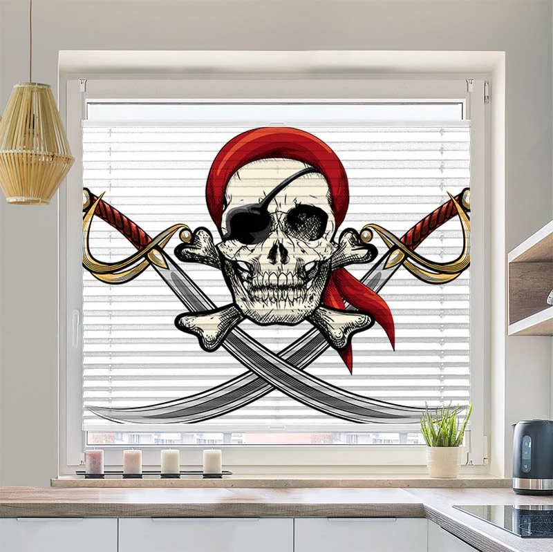 Plissee Motiv "Totenkopf"